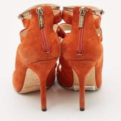 Jimmy Choo Orange Suede Gladiator Sandals Size 37.5