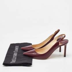 Pre Owned Jimmy Choo Burgundy Leather Slingback Pumps Size 38.5