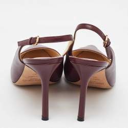 Pre Owned Jimmy Choo Burgundy Leather Slingback Pumps Size 38.5