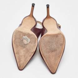 Pre Owned Jimmy Choo Burgundy Leather Slingback Pumps Size 38.5