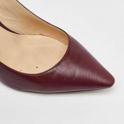Pre Owned Jimmy Choo Burgundy Leather Slingback Pumps Size 38.5