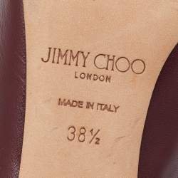 Pre Owned Jimmy Choo Burgundy Leather Slingback Pumps Size 38.5