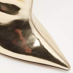 Jimmy Choo Gold Metallic Leather Wedge Knee Length Boots Size 40