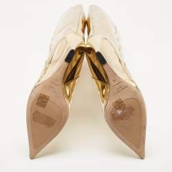 Jimmy Choo Gold Metallic Leather Wedge Knee Length Boots Size 40