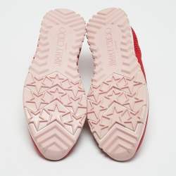 Jimmy Choo Red Suede and Mesh Oakland Low Top Sneakers Size 36