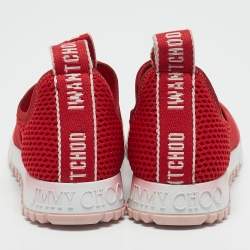 Jimmy Choo Red Suede and Mesh Oakland Low Top Sneakers Size 36