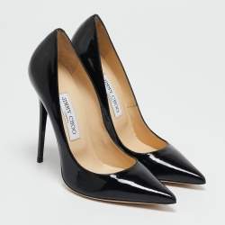 Jimmy Choo Black Patent Leather Anouk Pointed Toe Pumps Size 38