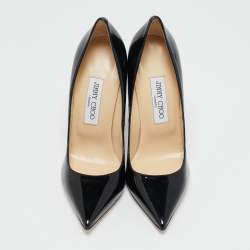 Jimmy Choo Black Patent Leather Anouk Pointed Toe Pumps Size 38