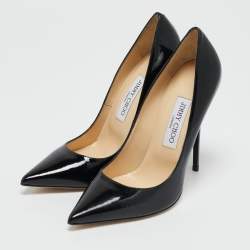 Jimmy Choo Black Patent Leather Anouk Pointed Toe Pumps Size 38