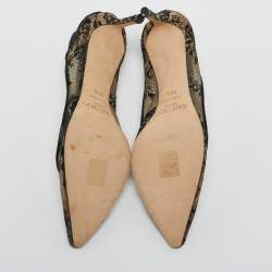 Jimmy Choo Beige/Black Mesh Romy Pumps Size 38.5