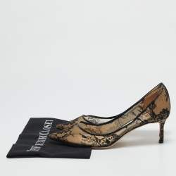 Jimmy Choo Beige/Black Mesh Romy Pumps Size 38.5