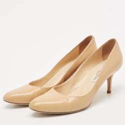 Jimmy Choo Beige Leather Gilbert Pumps Size 38.5