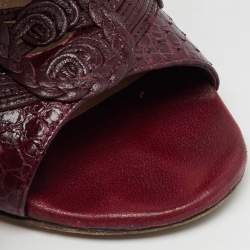 Jimmy Choo Burgundy Braided Leather Java Peep Toe Ankle Boots Size 37.5