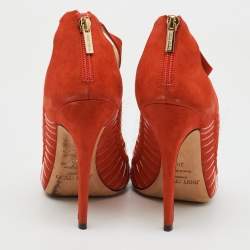 Jimmy Choo Orange Suede and Wire T-Strap Pumps Size 38