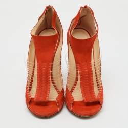 Jimmy Choo Orange Suede and Wire T-Strap Pumps Size 38