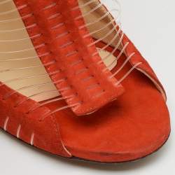Jimmy Choo Orange Suede and Wire T-Strap Pumps Size 38