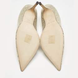 Jimmy Choo Gold Snakeskin Embossed Patent Leather Romy Pumps Size 37.5
