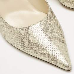 Jimmy Choo Gold Snakeskin Embossed Patent Leather Romy Pumps Size 37.5