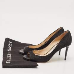 Jimmy Choo Black Mesh Peep Toe Pumps Size 36.5