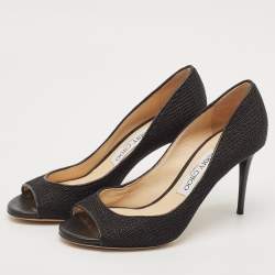 Jimmy Choo Black Mesh Peep Toe Pumps Size 36.5