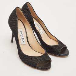 Jimmy Choo Black Mesh Peep Toe Pumps Size 36.5