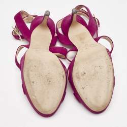 Jimmy Choo Fuchsia Suede Vamp Platform Sandals Size 37