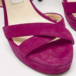 Jimmy Choo Fuchsia Suede Vamp Platform Sandals Size 37