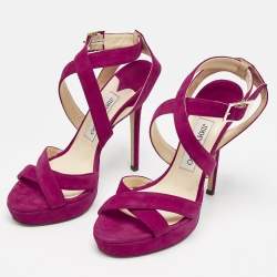 Jimmy Choo Fuchsia Suede Vamp Platform Sandals Size 37