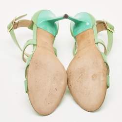 Jimmy Choo Green Patent Leather Louise Ankle Strap Sandals Size 37