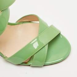 Jimmy Choo Green Patent Leather Louise Ankle Strap Sandals Size 37