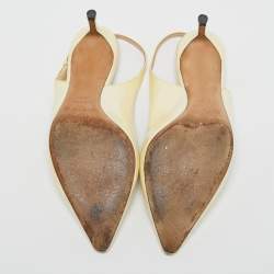 Jimmy Choo Cream Leather Erin Slingback Pumps Size 36.5