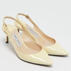 Jimmy Choo Cream Leather Erin Slingback Pumps Size 36.5