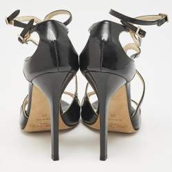 Jimmy Choo Black Patent Leather Ivette Strappy Sandals Size 36