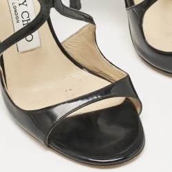 Jimmy Choo Black Patent Leather Ivette Strappy Sandals Size 36