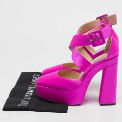 Jimmy Choo Fuschia Satin Buckle Gian Pumps Size 36