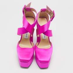 Jimmy Choo Fuschia Satin Buckle Gian Pumps Size 36