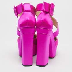 Jimmy Choo Fuschia Satin Buckle Gian Pumps Size 36