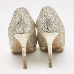 Jimmy Choo Gold Glitter Luna Peep Toe Pumps Size 40
