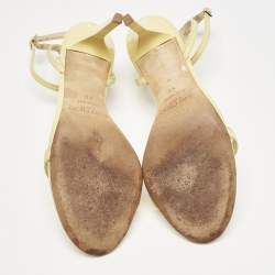 Jimmy Choo Yellow Leather Minny Ankle Strap Sandals Size 40