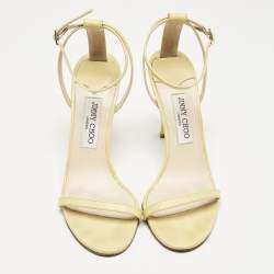 Jimmy Choo Yellow Leather Minny Ankle Strap Sandals Size 40
