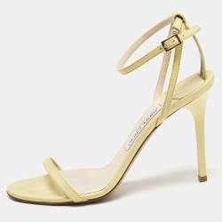 Jimmy Choo Yellow Leather Minny Ankle Strap Sandals Size 40