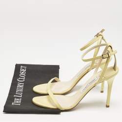 Jimmy Choo Yellow Leather Minny Ankle Strap Sandals Size 40
