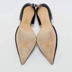 Jimmy Choo Black Suede And Patent Leather Addison Pointed Toe Pumps Size 37.5