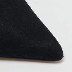 Jimmy Choo Black Suede And Patent Leather Addison Pointed Toe Pumps Size 37.5
