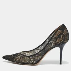 Jimmy Choo Black Lace Love Pointed Toe Pumps Size 37.5