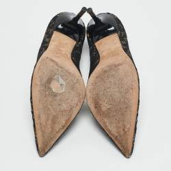 Jimmy Choo Black Lace Love Pointed Toe Pumps Size 37.5