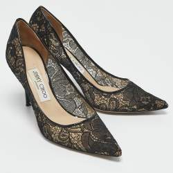 Jimmy Choo Black Lace Love Pointed Toe Pumps Size 37.5