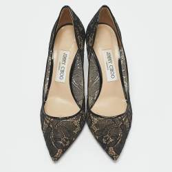 Jimmy Choo Black Lace Love Pointed Toe Pumps Size 37.5