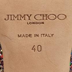 Pre Owned Jimmy Choo Metallic Multicolor Coarse Glitter Crown Peep Toe Platform Pumps Size 40