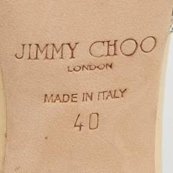 Jimmy Choo Metallic Gold Laminated Leather and Glitter Strappy Sandals Size 40
